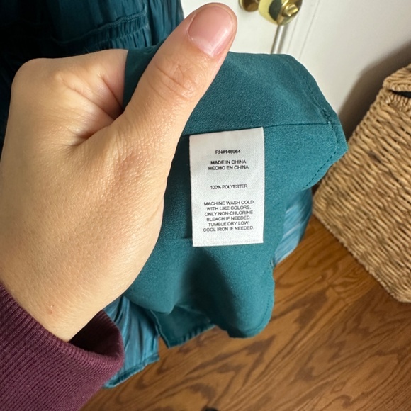 NWT Grey Collective Green Hi-Neck Ruffle Sleeve Smocked Tiered Maxi Dress WomenS - Picture 8 of 8